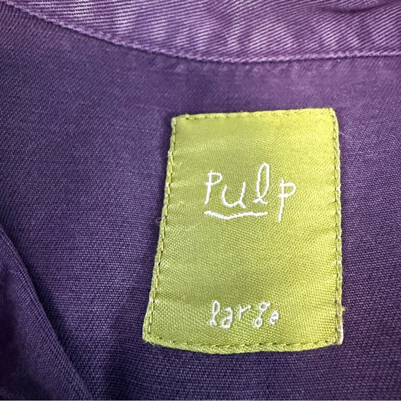 Pulp Women 100% Tencel Lyocell Relaxed Fit Plum Dark Purple Button Down Shirt L - Picture 6 of 8